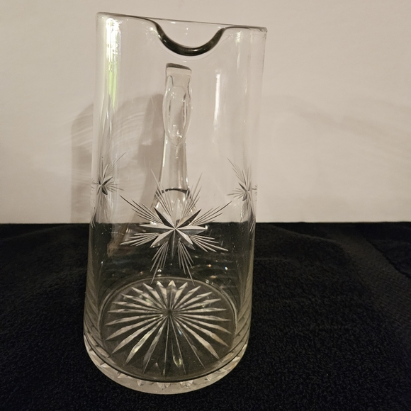 VTG. 1930sFostoria "Sunburst" Hand Blown Cut Crystal Etched Glass 48 oz. Pitcher - Picture 5 of 9